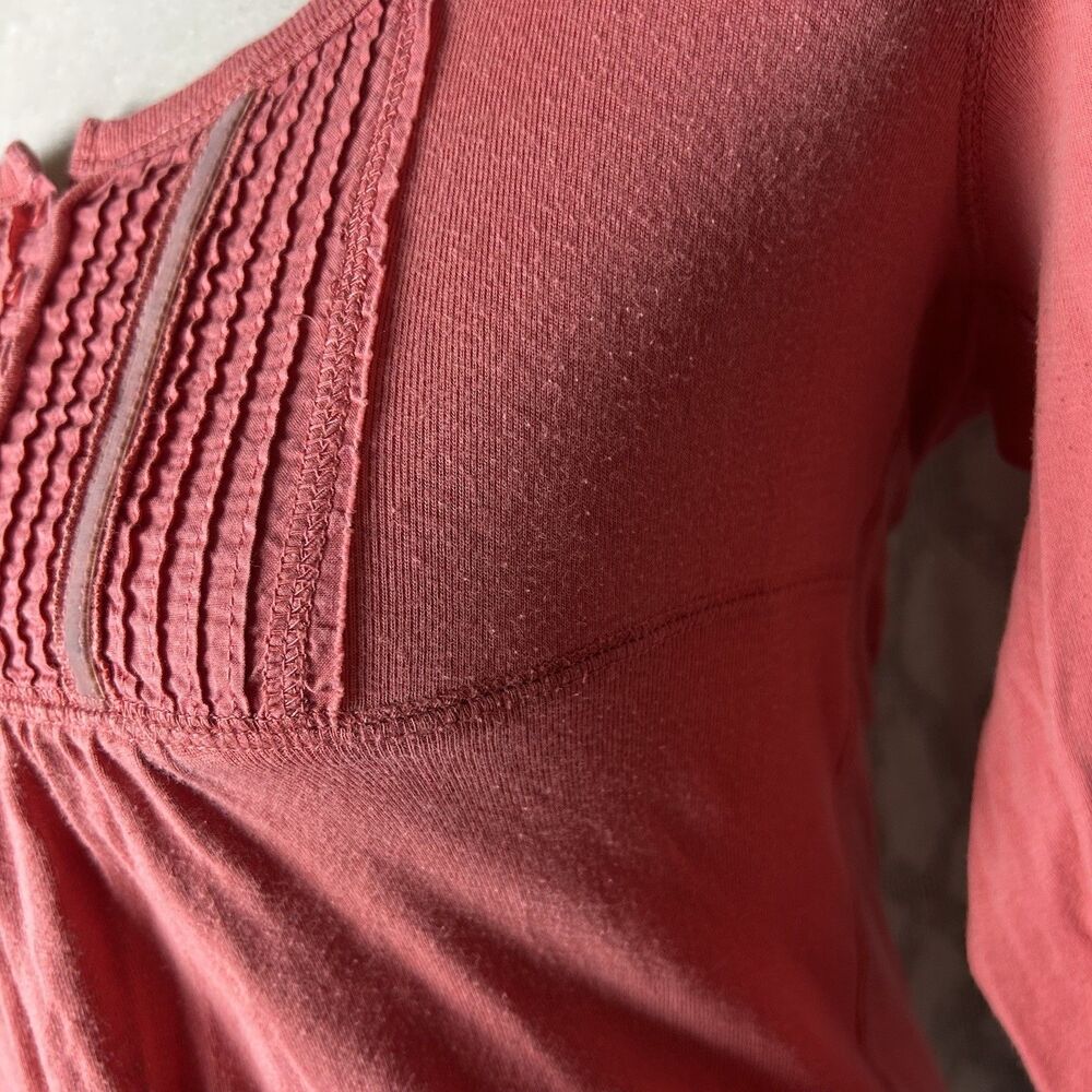 Y2K 2000s Old Navy Baby Doll Long Sleeve Top Coral Pink Medium Women's Blouse - Picture 3 of 8